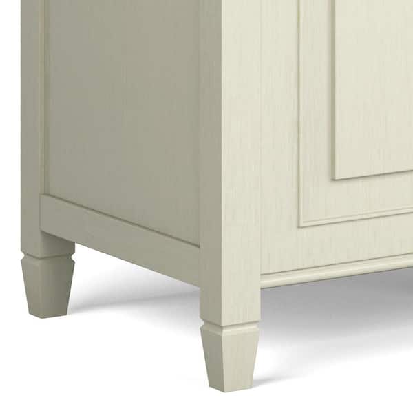Simpli Home Connaught Antique White Dining Bench SOLID WOOD