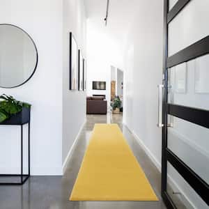 Essentials 2 ft. x 16 ft. Yellow Solid Contemporary Kitchen Runner Indoor/Outdoor Area Rug
