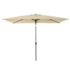 6 ft. x 9 ft. Rectangular Patio Market Umbrella with UPF50+, Tilt Function and Wind-Resistant Design, Sand