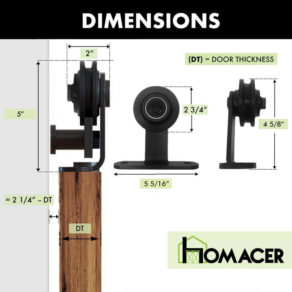 48-inch Black Rustic Sliding Barn Door Hardware Kit