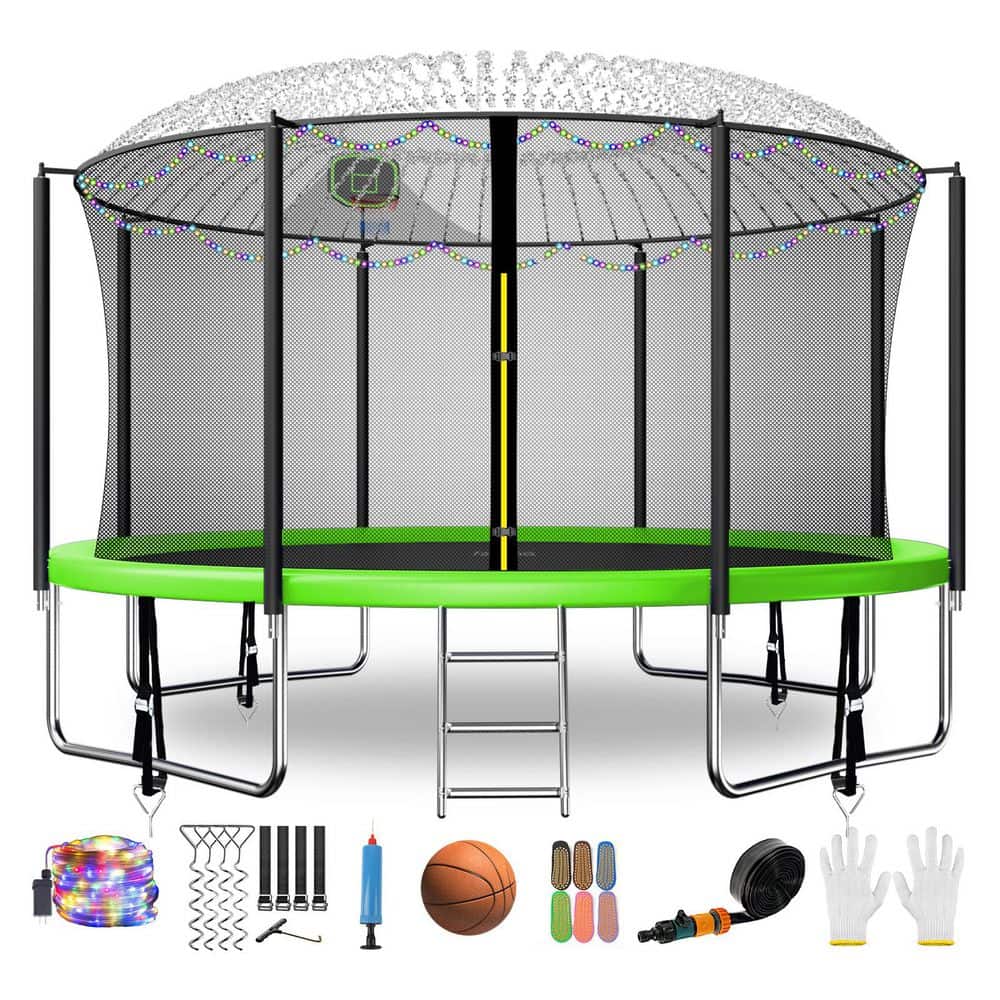 12 ft. Round Backyard Trampoline with Basketball Hoop, Safety Enclosure, Sprinkler, Lights, Socks and Wind Stakes price history on PriceWatchPro