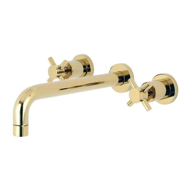 Kingston Brass Concord 2-Handle Wall Mount Roman Tub Faucet in Polished Brass