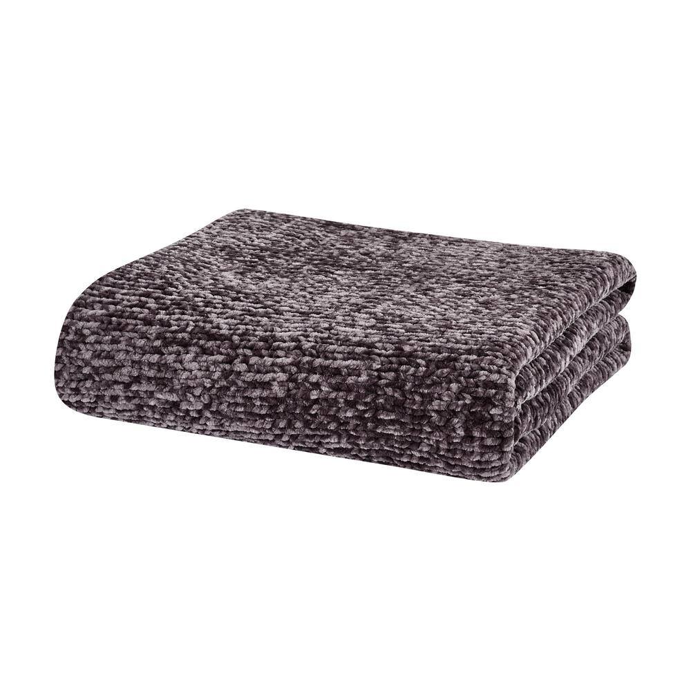 Queen Size Dark Lavender Knitted Polyester Throw