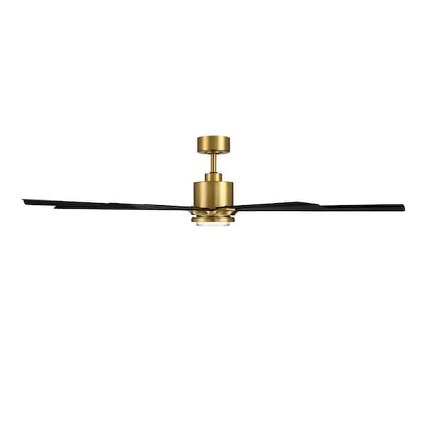Size Matters 65 in. Smart Indoor/Outdoor Soft Brass/Matte Black Downrod Mount Ceiling Fan 4CCT LED Remote Included