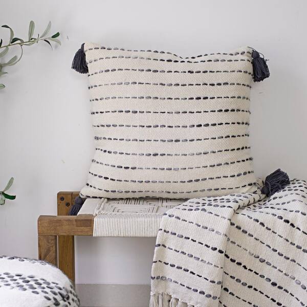 Gray striped throw clearance pillows