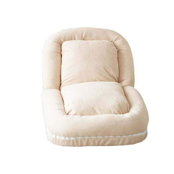 OGETFUUR Metal Outdoor Day Bed with Beige Cushions, Comfortable Triple Fold Down Sofa Bed for Bedroom and Livingroom, Beige