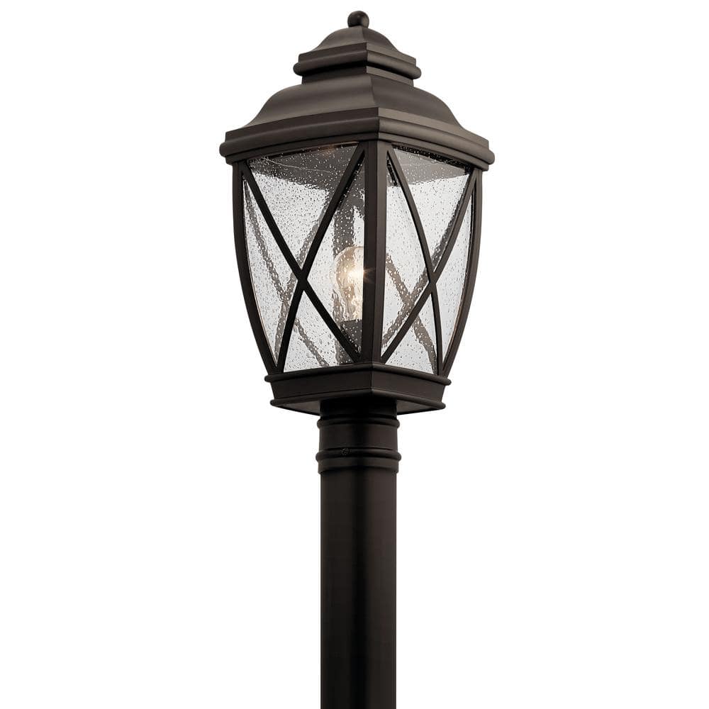 KICHLER Tangier 1-Light Olde Bronze Aluminum Hardwired Waterproof Outdoor  Post Light with No Bulbs Included (1-Pack) 49843OZ The Home Depot