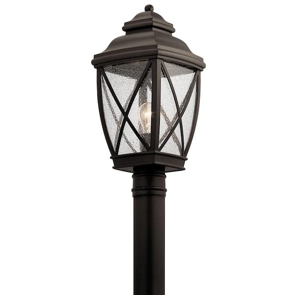 KICHLER Tangier 1-Light Olde Bronze Aluminum Hardwired Waterproof Outdoor Post Light with No Bulbs Included (1-Pack)