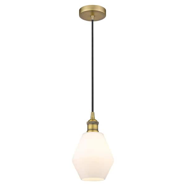 Cindyrella 60-Watt 1-Light Brushed Brass Standard Mini Pendant Light with Painted Glass Shade, No Bulbs Included