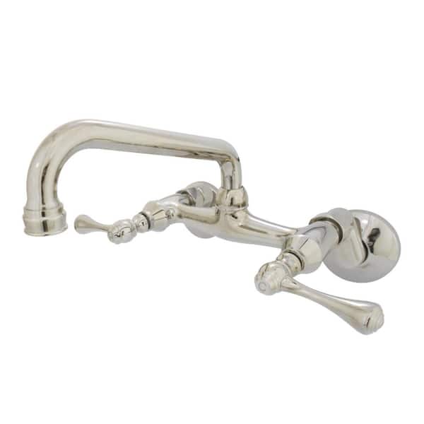 Kingston Brass Kingston 2-Handle Wall-Mount Standard Kitchen Faucet in Polished Nickel