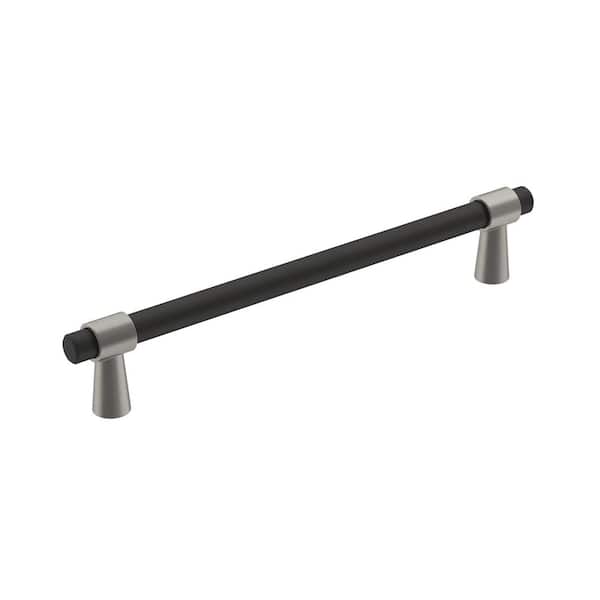Amerock Mergence 6-5/16 in. (160mm) Modern Matte Black/Satin Nickel Bar Cabinet Pull
