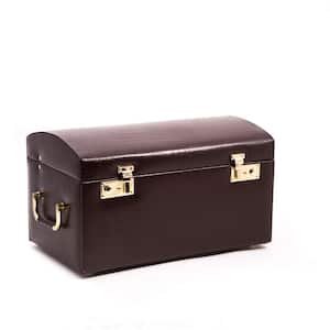 Brown "Croco" Leather Jewelry Chest