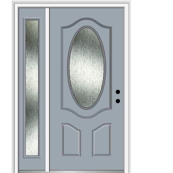 MMI Door Rain Glass 50 in. x 80 in. Left-Hand Inswing Storm Cloud Fiberglass Prehung Front Door on 4-9/16 in. Frame