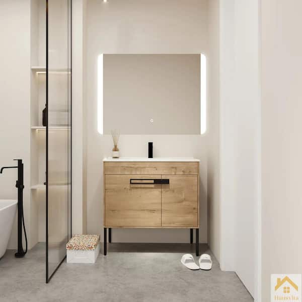 30 in. W x 40 in. H Modern Rectangular Backlit LED Frameless Wall Mirror Bathroom Vanity Mirror