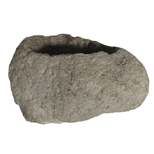 11 in. x 9 in. Cast Stone Fiberglass Volcanic Rock Planter in Ash