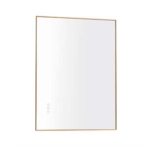 24 in. W x 32 in. H Large Rectangular Aluminium Framed LED Light Wall Bathroom Vanity Mirror in Gunmetal Black