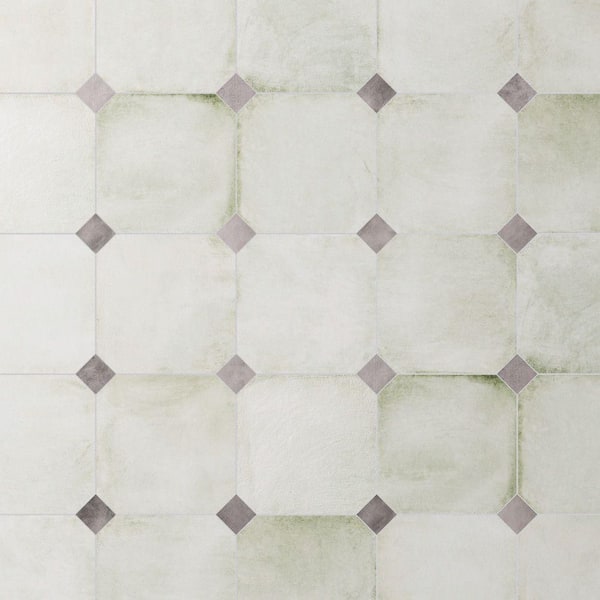 Laverton Octagon Nieve with Taco Gris 8 in. x 8 in. Porcelain Floor and Wall Tile (22.5 sq. ft. /Case)