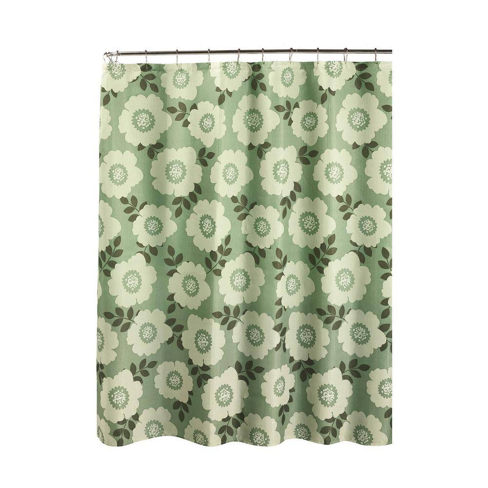 Creative Home Ideas Diamond Weave Textured 70 in. W x 72 in. L Shower Curtain with Metal Roller