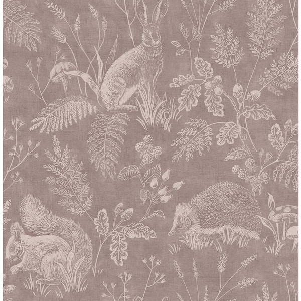 Advantage Pink Woodland Mahogany Toile Wallpaper Sample