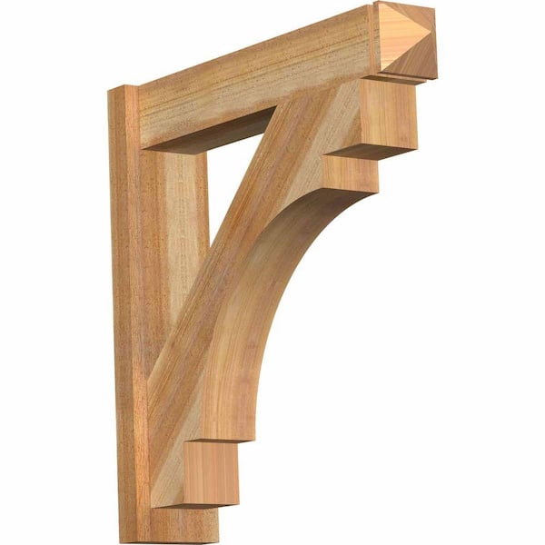 Ekena Millwork 6 in. x 28 in. x 28 in. Western Red Cedar Merced Arts and Crafts Rough Sawn Outlooker