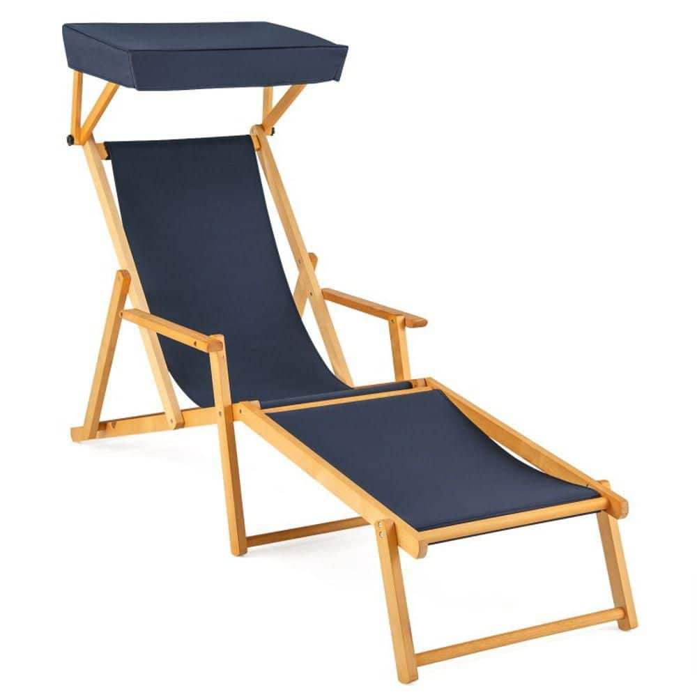 Birch Wood Chaise Lounge Chair Foldable Beach Chair with Adjustable Canopy price history on PriceWatchPro