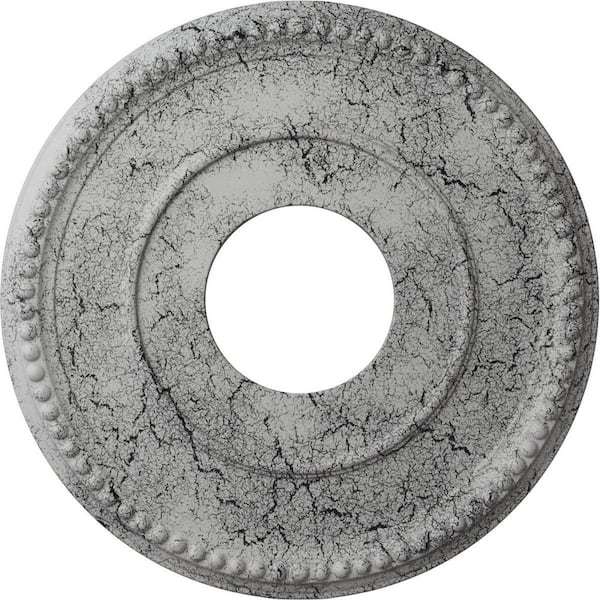 Ekena Millwork 3/4 in. x 12-1/2 in. x 12-1/2 in. Polyurethane Bradford Ceiling Medallion, Ultra Pure White Crackle