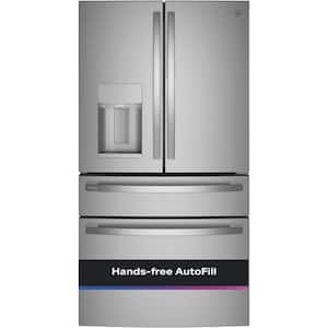 Profile 22.3 cu. ft. Counter Depth Four Door French Door Refrigerator in Stainless Steel with Hands-Free Autofill