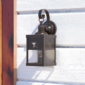 Ranger 1-Light Bronze Rustic Texas Star Outdoor Wall Sconce Lantern