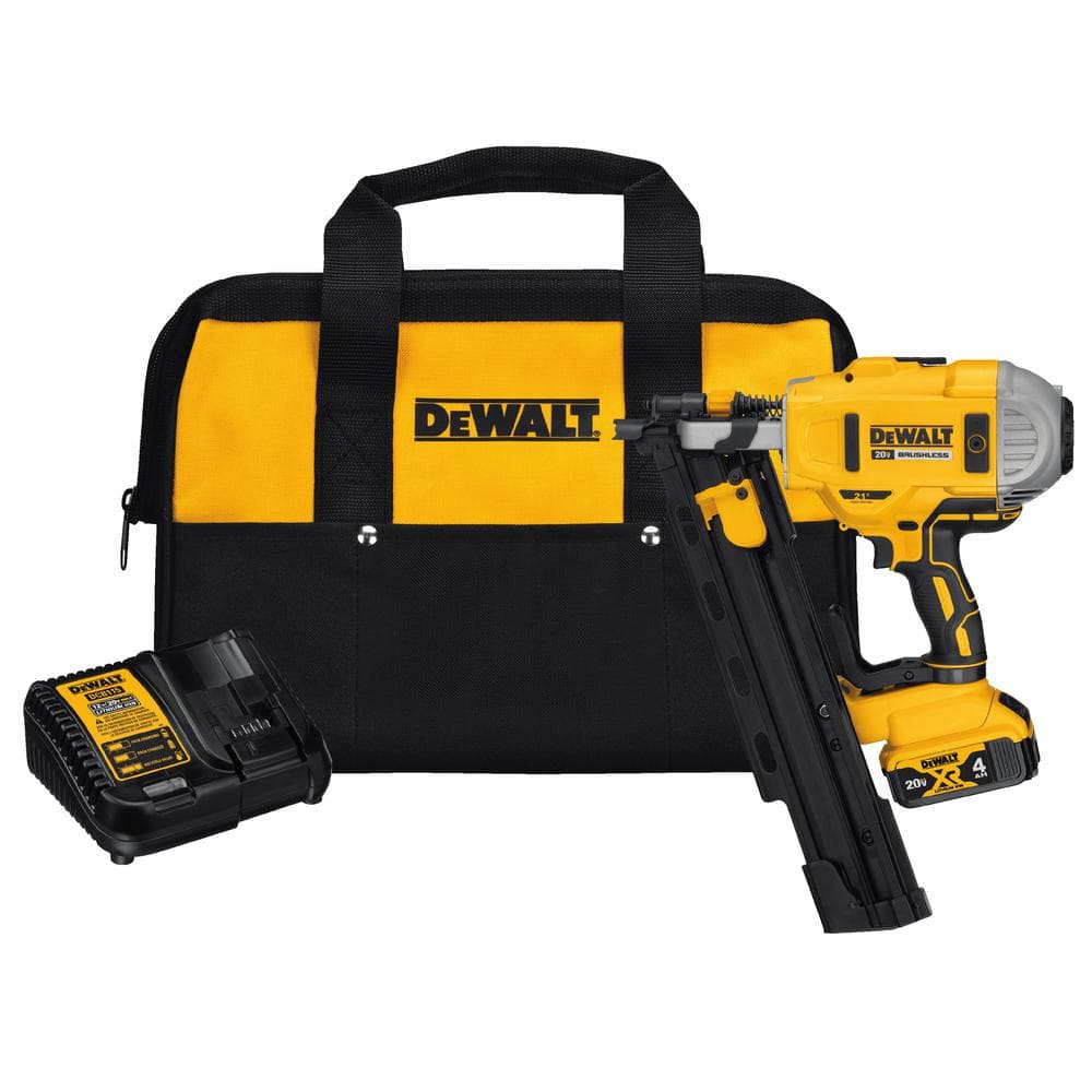 DEWALT 20V MAX XR Lithium-Ion Cordless Brushless 2-Speed 21° Plastic  Collated Framing Nailer with 4.0Ah Battery and Charger DCN21PLM1 - The Home  Depot