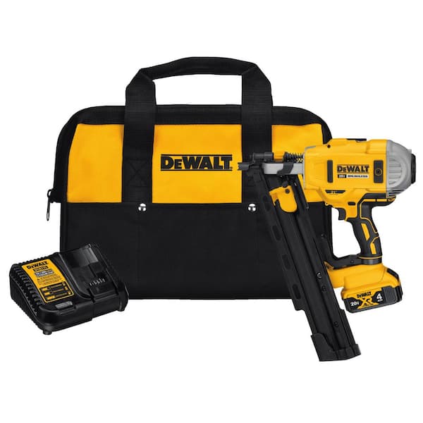 DEWALT 20-Volt MAX XR Lithium-Ion Cordless Brushless 2-Speed 21° Plastic Collated Framing Nailer with 4Ah Battery and Charger