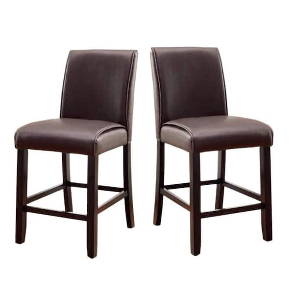 Benjara Gladstone II Contemporary Dark Walnut Counter Height Chair (Set ...