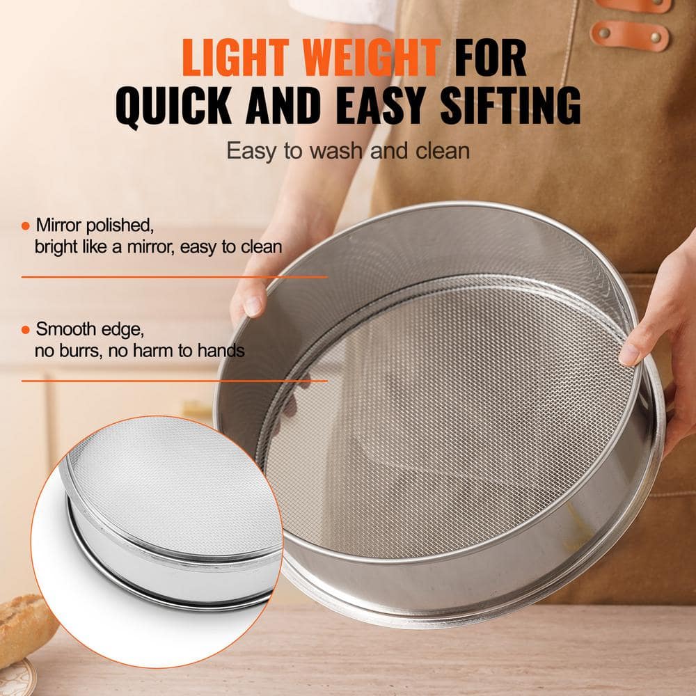 12.6" Silver Stainless Steel Fine Mesh Flour Sifter