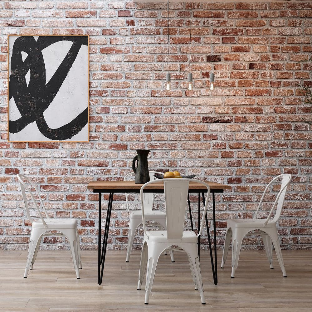 Hunter 42" Natural Mango Wood Industrial Dining Table