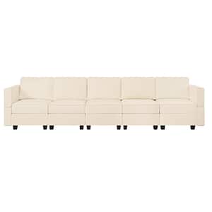112.8 in. W Faux Leather 7-Seater Living Room Modular Sectional Sofa for Streamlined Comfort in. Beige