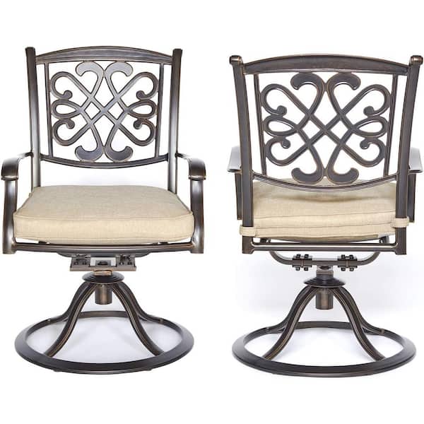 Boyel Living 5 Piece Patio Outdoor Dining Set With 4 Deep Cushioned Aluminum Swivel Chair And 48 In Round Cast Table Bjc Rnnyhnyhpt Bj16 The Home Depot - Cushioned Swivel Rocker Patio Chairs