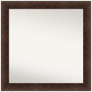 Warm Walnut 31 in. x 31 in. Non-Beveled Casual Square Wood Framed Wall Mirror in Brown