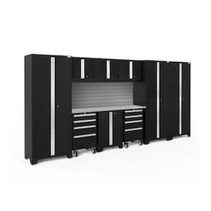 Bold Series 162 in. W x 76.75 in. H x 18 in. D 24-Gauge Steel Garage Cabinet Set in Black (10-Piece)