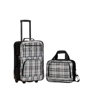 Fashion Expandable 2-Piece Carry On Softside Luggage Set, Black Cross