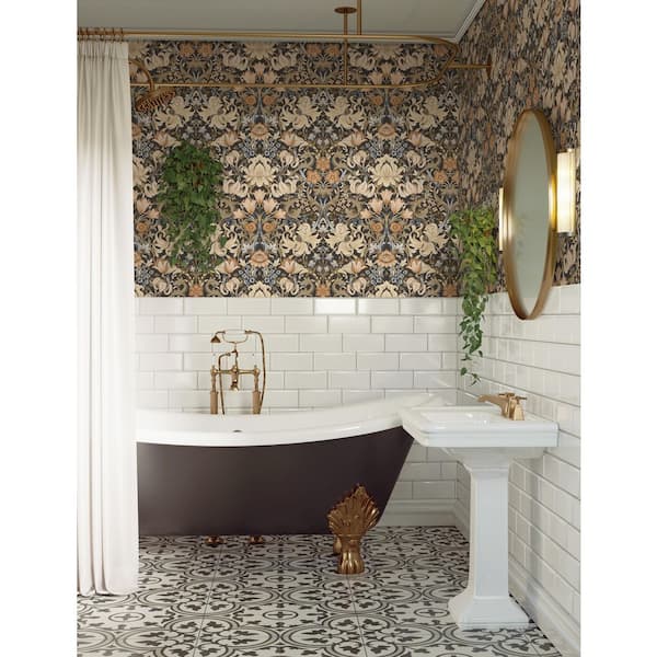 Fleurmont Floral Tapestry Charcoal Non-Pasted Wallpaper (Covers 56 sq. ft.)
