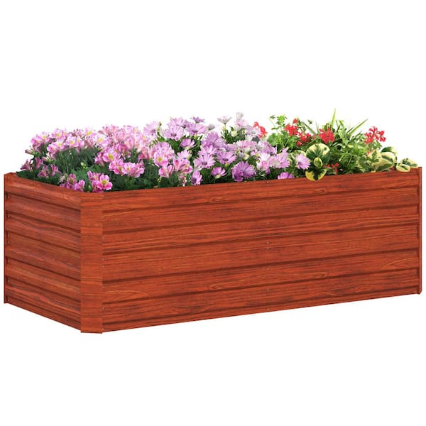 Jushua 70.75 in. x 35.5 in. x 23.25 in. Galvanized Raised Garden Bed, Large Steel Planter Box with Open Bottom, Reddish Brown