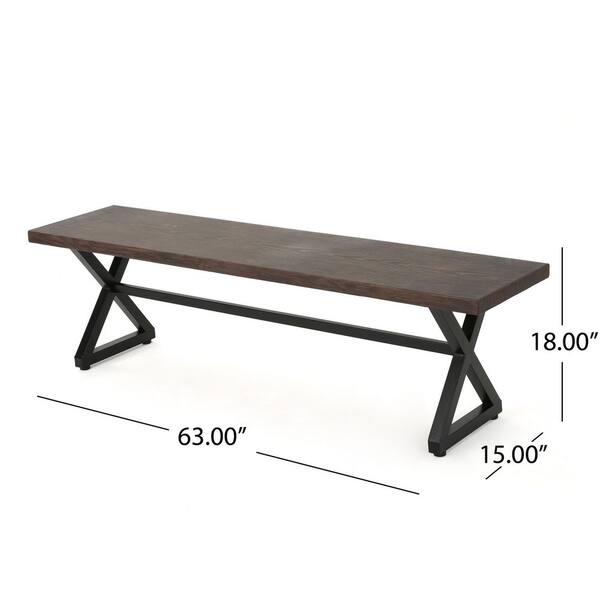 Unbranded - Brown 15 in. W x 63 in. L x 18 in. H Outdoor Park Aluminum Bench with Steel Frame