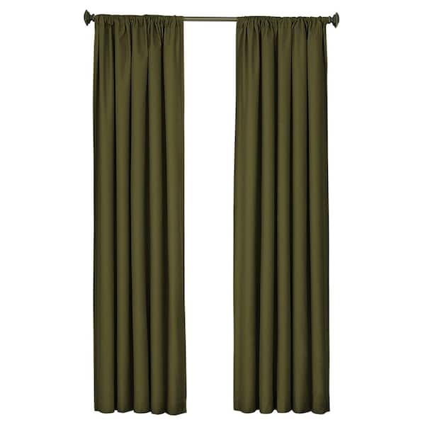 Eclipse Kendall Thermaback Artichoke Solid Polyester 42 in. W x 63 in. L Blackout Single Rod Pocket Curtain Panel