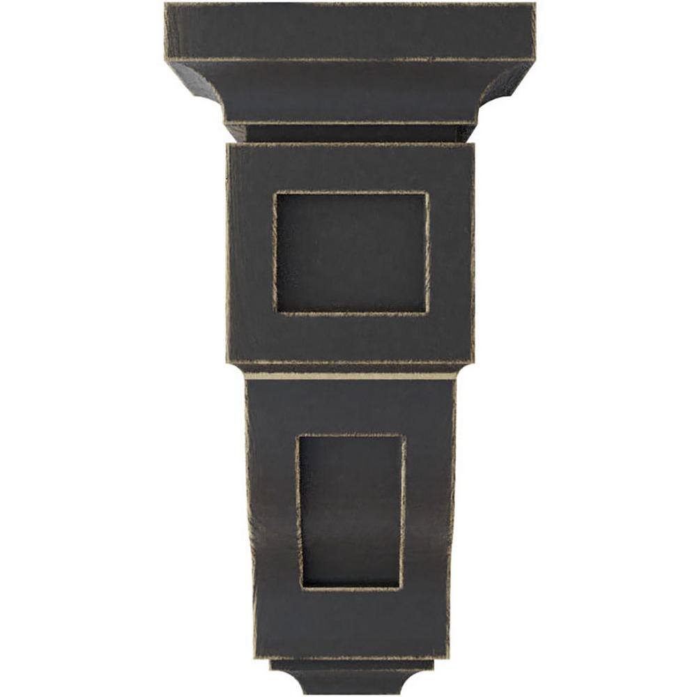 Black Rubberwood Vintage Architectural Corbel, 8" Height