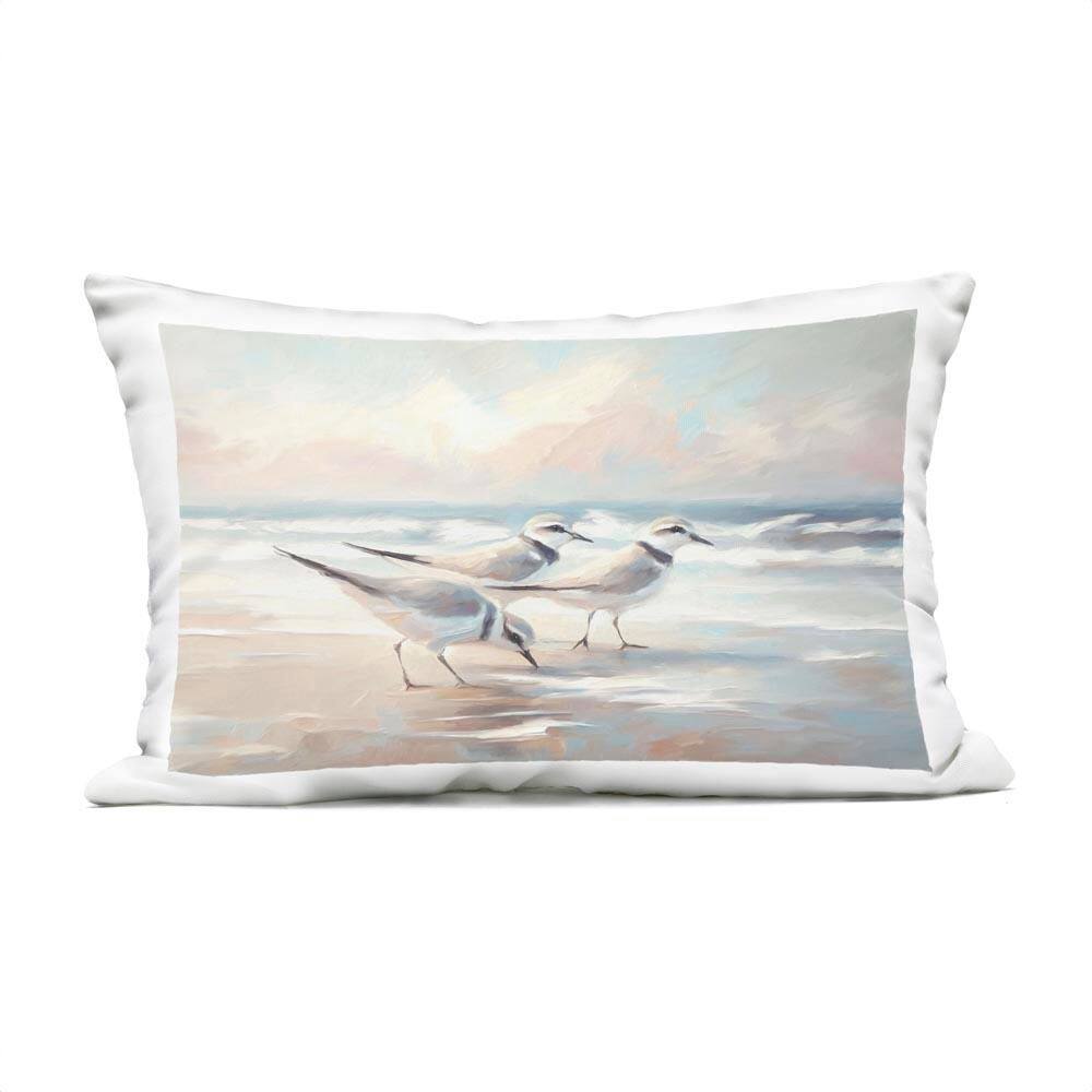 Sandpipers Under Warm Beach Sun Blue Rectangular Outdoor Throw Pillow price history on PriceWatchPro