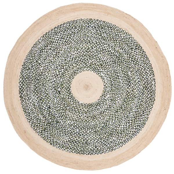 SAFAVIEH Cape Cod Green/Natural 6 ft. x 6 ft. Braided Round Area Rug