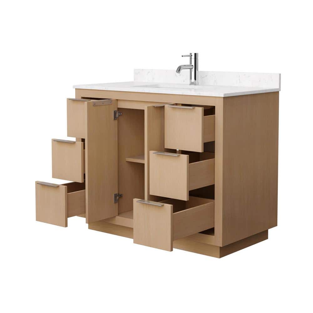 Maroni 42'' Light Straw Bathroom Vanity with Marble Top