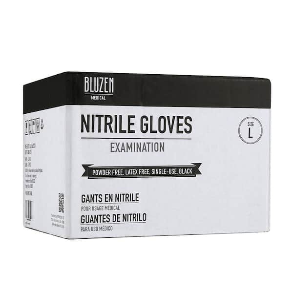 Large Black Examination 5.5 mil Nitrile Gloves 1000-Count Case