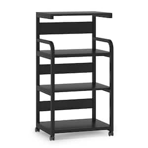 Atencio Black Mobile Printer Stand with 4 Storage Shelves, Large Modern Printer Cart Desk Machine Stand Storage Rack