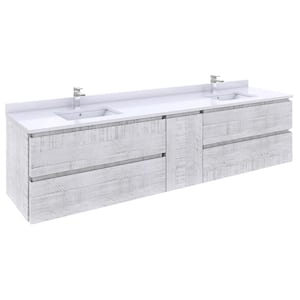 Formosa 72 in. W x 20 in. D x 20 in. H Bath Vanity in Rustic White with White Vanity Top with 2-White Sinks