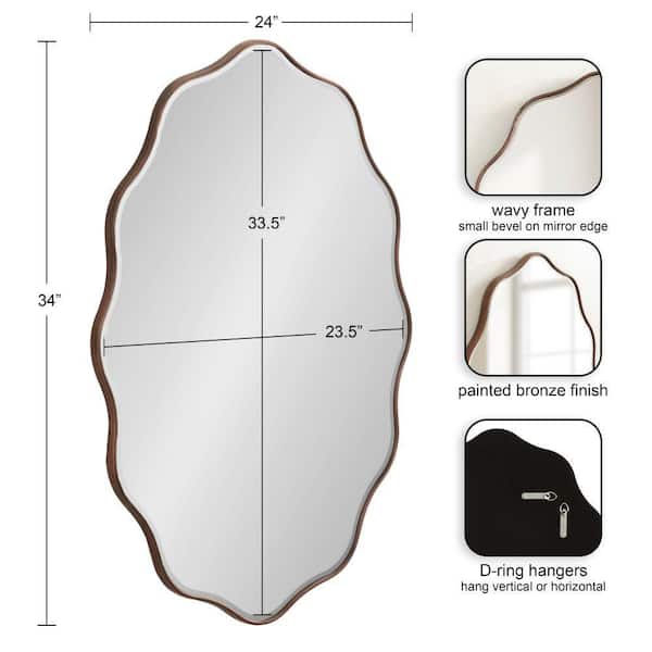Viona Bronze 24 in. W x 34 in. H Modern Oval Wood Wall Mirror